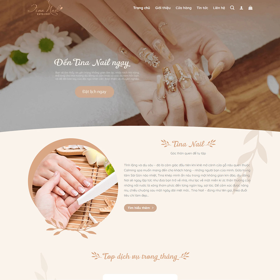 Theme wordpress dịch vụ nail và phụ kiện