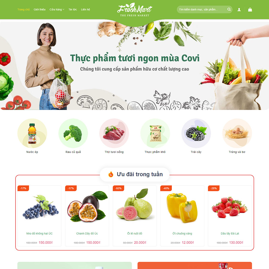 Theme wordpress thực phẩm sạch 01