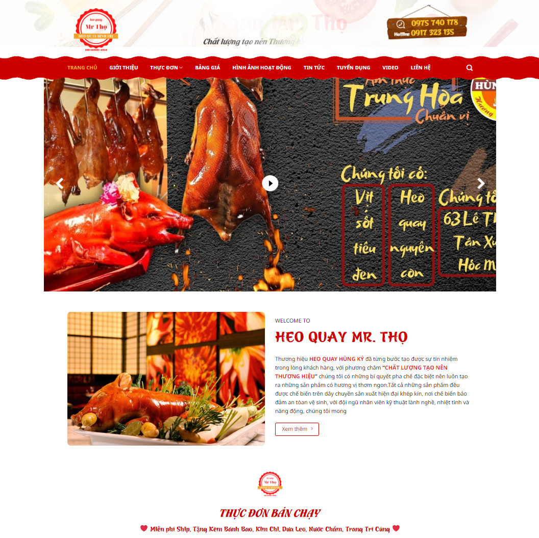 Theme wordpress bán heo quay