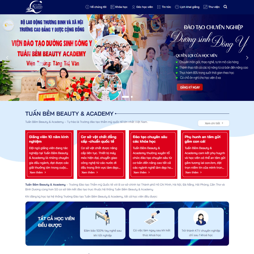 Theme wordpress khóa học thẩm mỹ