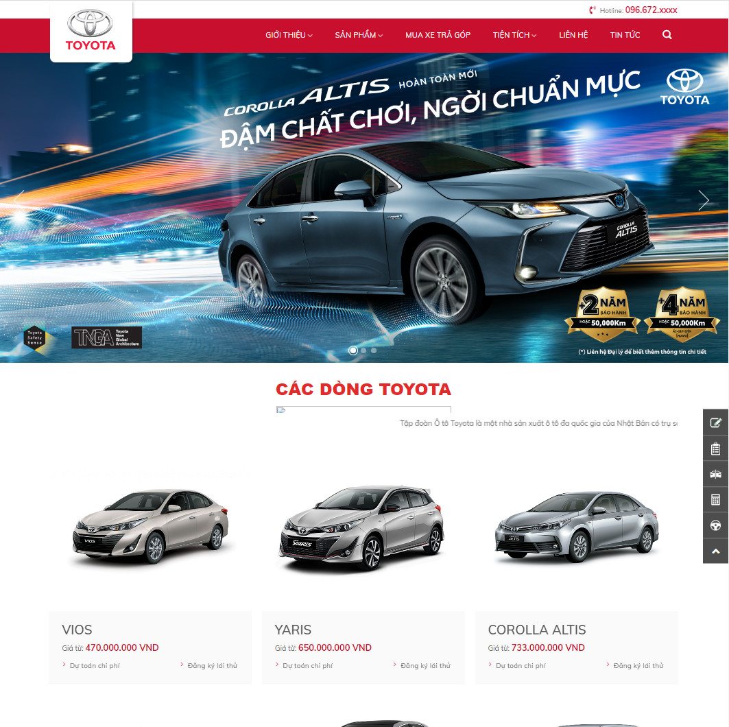 Theme wordpress bán xe toyota 03