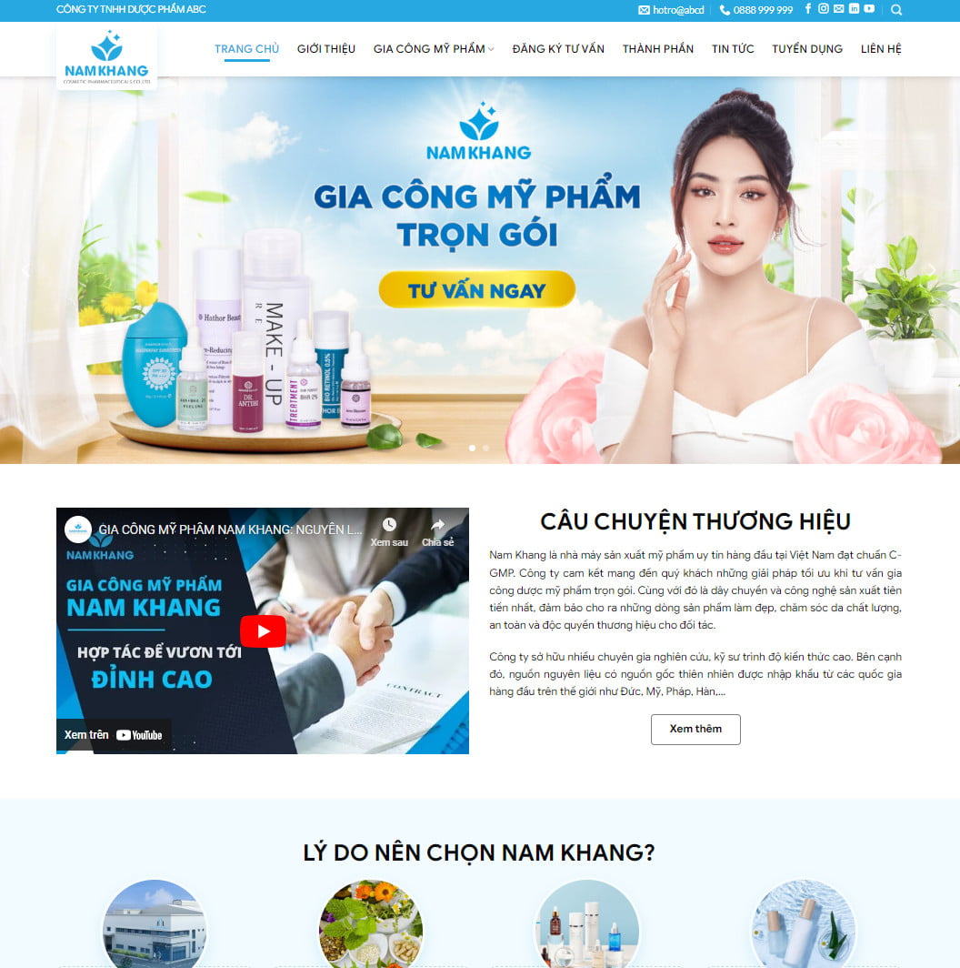 Theme wordpress dịch vụ gia công mỹ phẩm