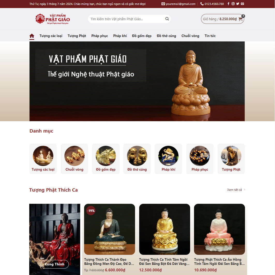 Theme wordpress bán vật phẩm thờ, phật giáo, phong thủy